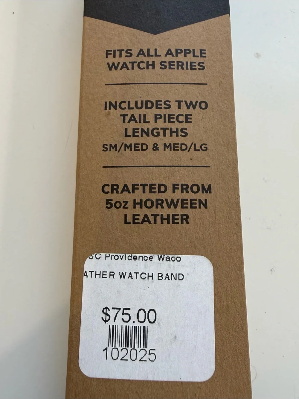 Range Leather Co. Apple Watch Band Full Grain Leather in Natural NIB Sz 38/40mm